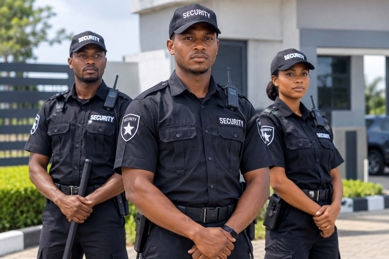 Security guards standing together on duty